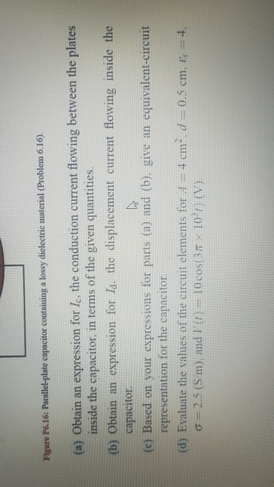 Solved Problem 6.16 The parallel-plate capacitor shown in | Chegg.com