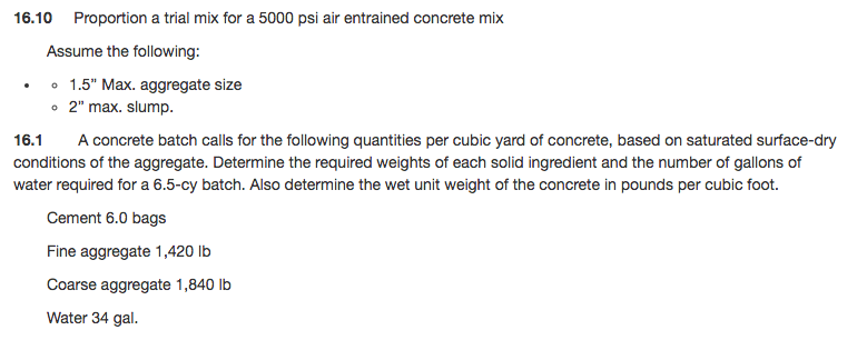 Solved Proportion a trial mix for a 5000 psi air entrained | Chegg.com