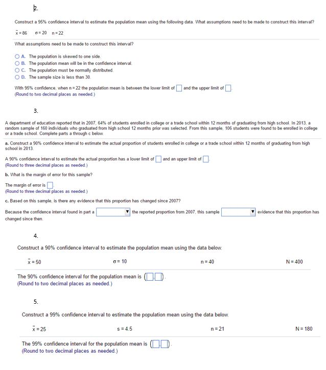 Solved Construct a 95% confidence interval to estimate the | Chegg.com