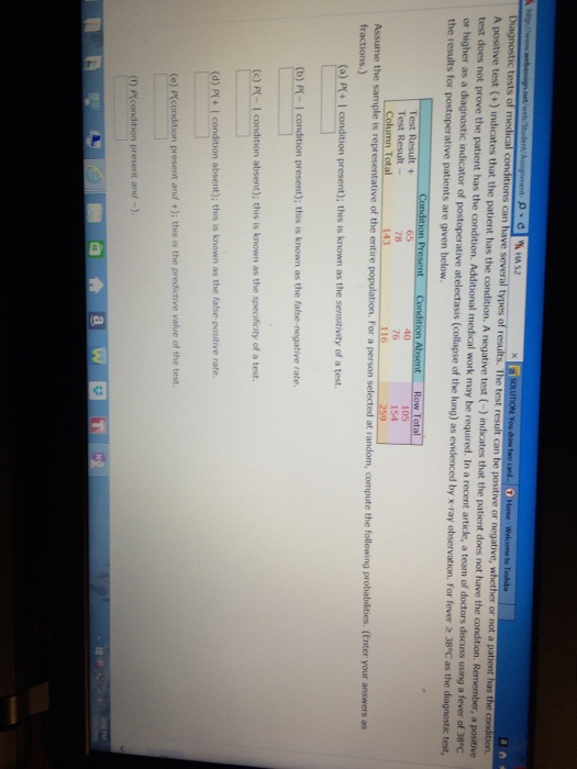 Solved Diagnostic tests of medical conditions can have