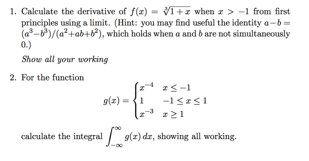 Solved 1. Calculate the derivative of f(x) = 1 + x when x | Chegg.com