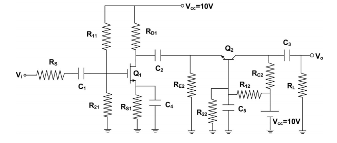 Consider the CS-CB two-stage amplifier in Figure 1. | Chegg.com