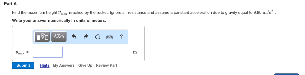 Find the maximum height y_max reached by the rocket. | Chegg.com