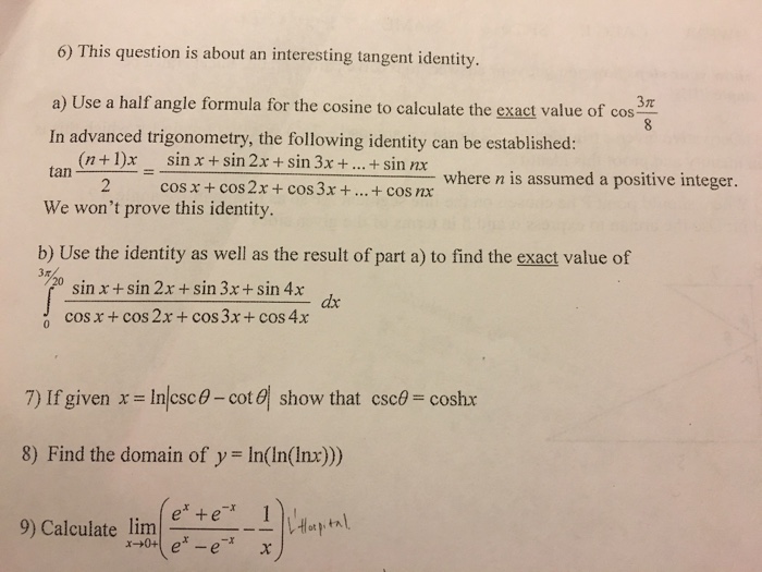 Solved Use a half angle formula for the cosine to calculate