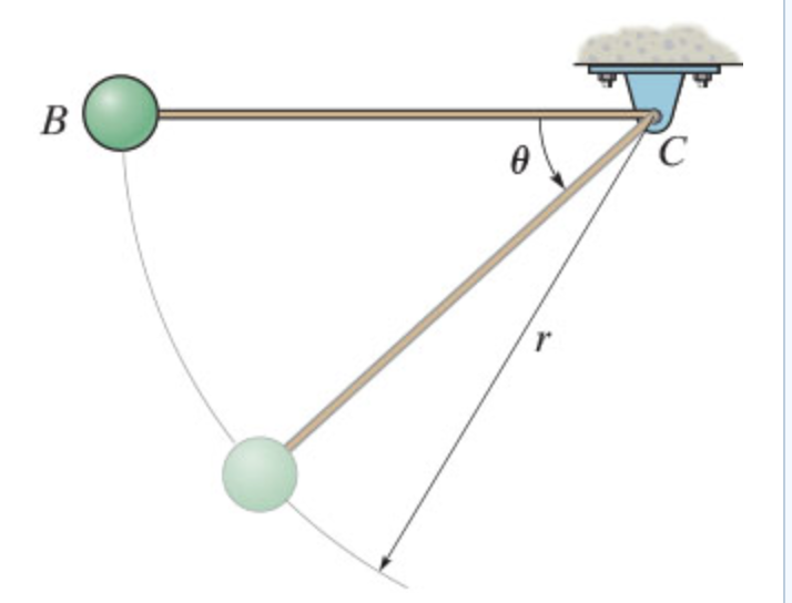 Solved The pendulum bob B has a weight of 8.6 lb and is | Chegg.com