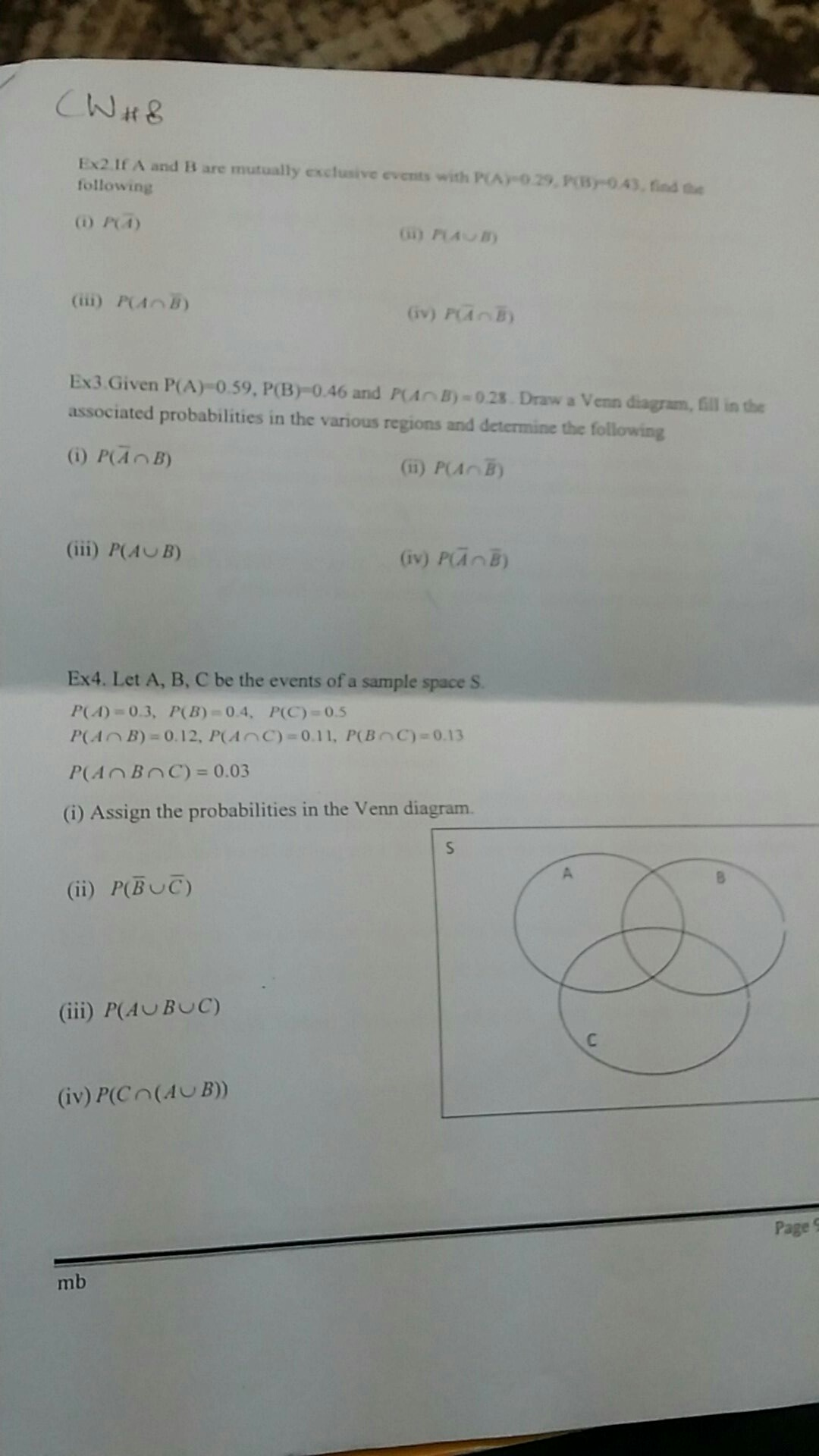 Solved Ex2 If A and B are mutually exclusive events with | Chegg.com