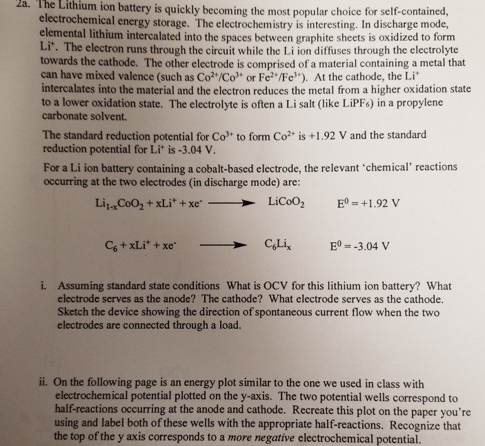 2a. The Lithium Ion Battery Is Quickly Becoming The | Chegg.com
