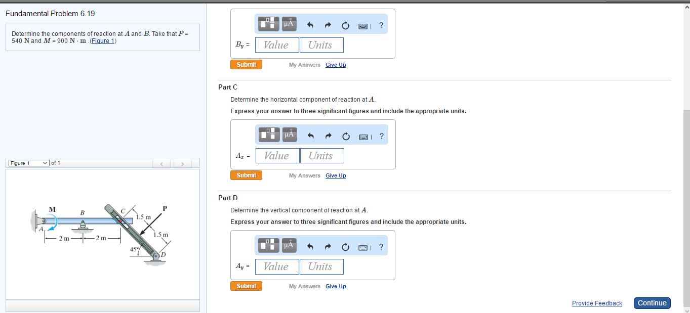 Solved Determine The Components Of Reaction At A And B. Take | Chegg.com