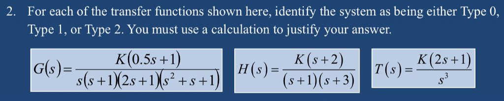 Solved For each of the transfer functions shown here, | Chegg.com