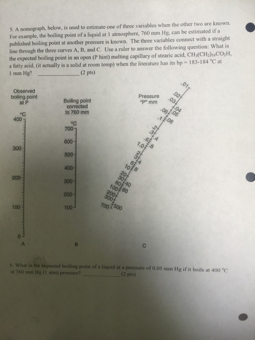Solved A nomograph, below, is used to estimate one of three | Chegg.com