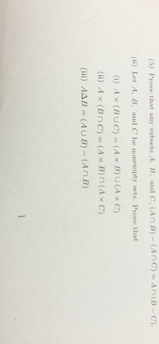 Solved Prove That Any Subsets A, B, And C, (A Intersection | Chegg.com