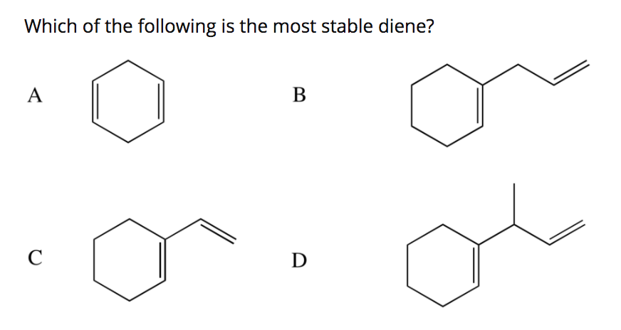 Solved: Which Of The Following Is The Most Stable Diene? W... | Chegg.com