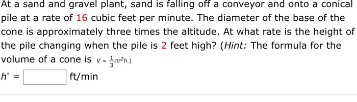 Solved At a sand and gravel plant, sand is falling off a | Chegg.com
