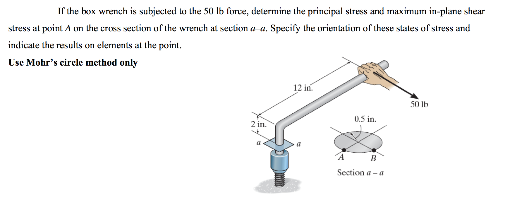Solved If the box wrench is subjected to the 50 lb force,