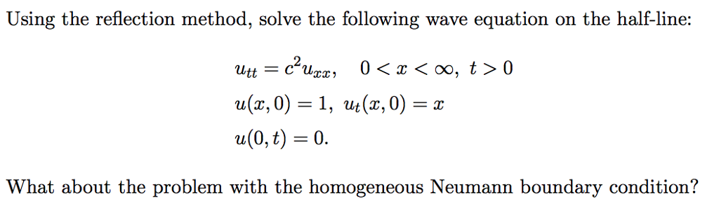 Solved Using the reflection method, solve the following wave | Chegg.com