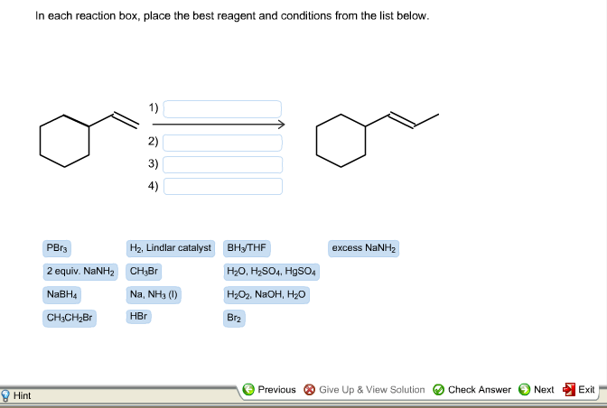 Solved In each reaction box, place the best reagent and | Chegg.com