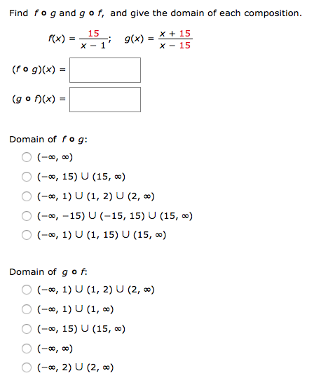 Solved Find f o g and g o f, and give the domain of each | Chegg.com