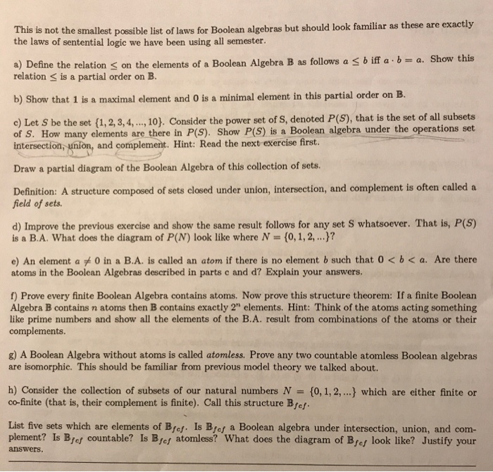 Solved Here is a more or less typical set of axioms of a | Chegg.com