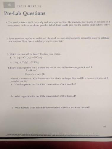 Solved EXPERIMENT 1 Pre-Lab Questions 1. You need to take a | Chegg.com