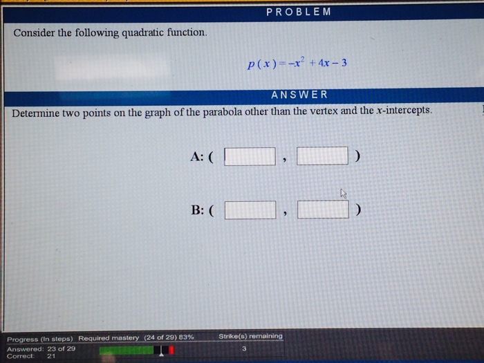 Solved PROBLEM Consider the following quadratic function. | Chegg.com