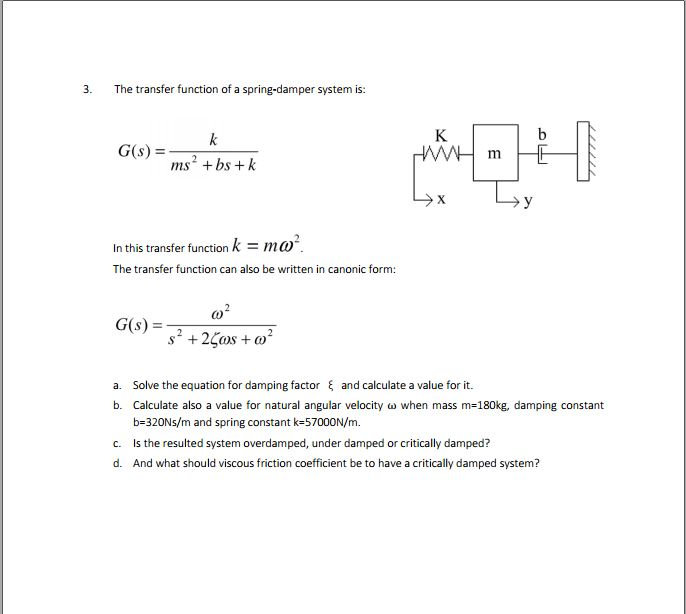 Solved Solve The Eqation For Damping Factor Calculate A