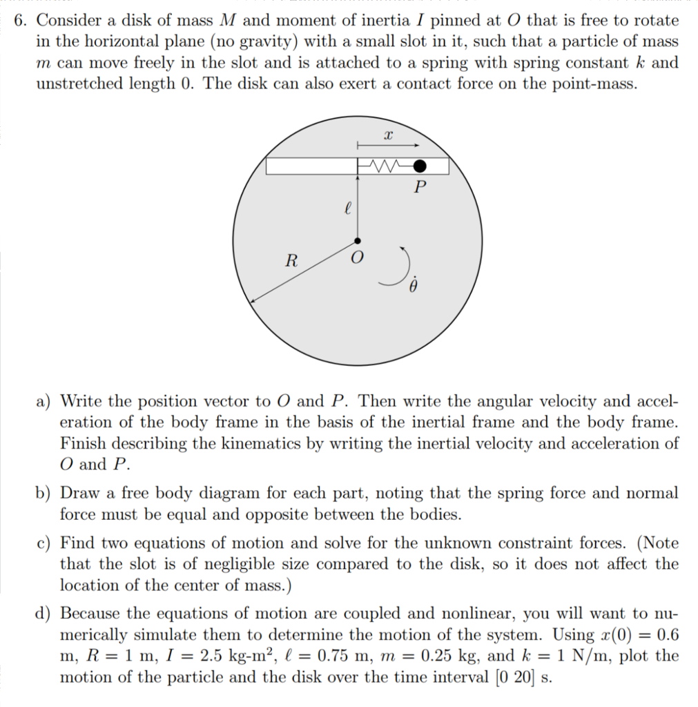 Consider A Disk Of Mass M And Moment Of Inertia I Chegg Com