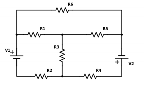 Solved Given the following circuit, V1 = 20V, V2 = 10V, R1 = | Chegg.com