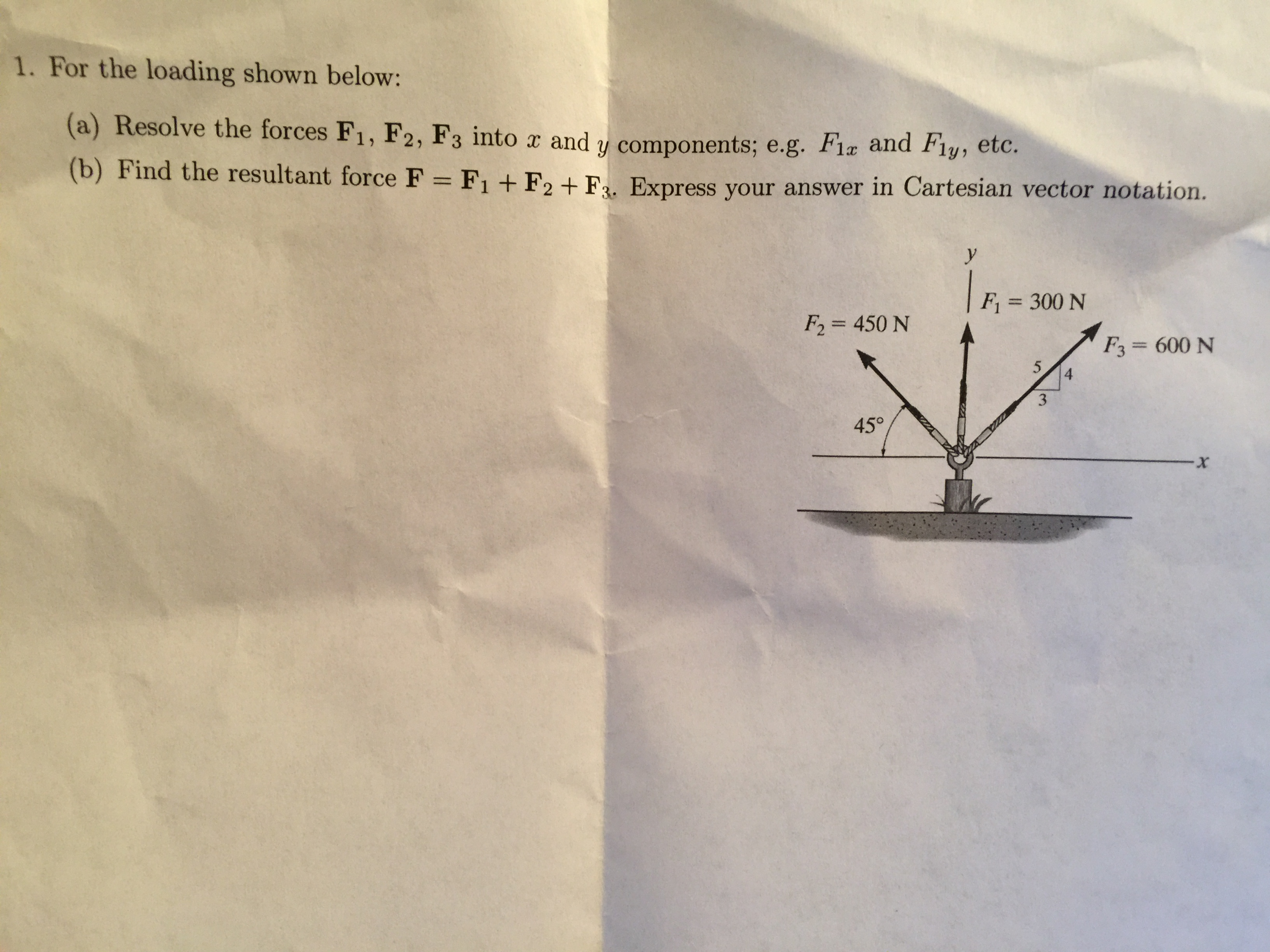 Solved 1. For the loading shown below: (a) Resolve the | Chegg.com