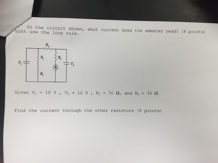 Solved In the circuit shown, what current does the ammeter