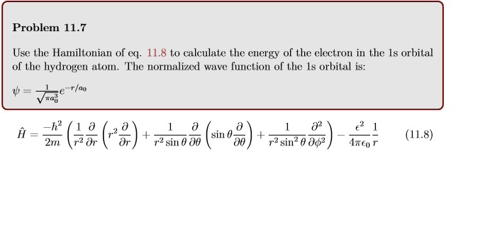 Solved Problem 11.7 Use the Hamiltonian of eq. 11.8 to | Chegg.com