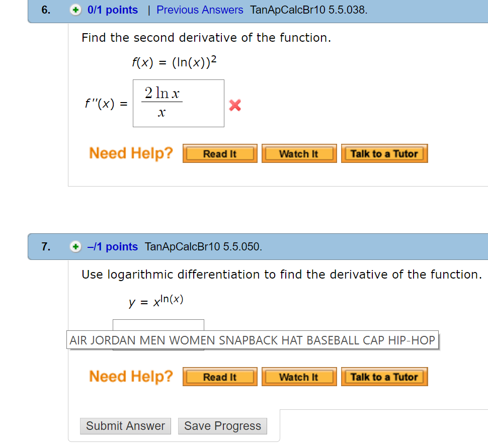 second derivative of ln f x ))