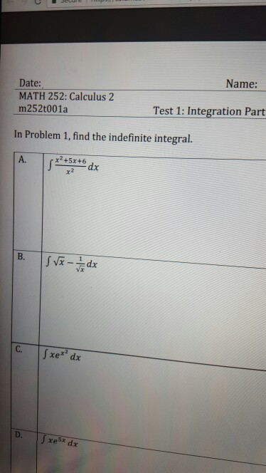 Solved In Problem 1, find the indefinite integral. integral | Chegg.com