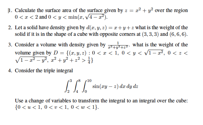 Solved 1. Calculate the surface area of the surface given by | Chegg.com