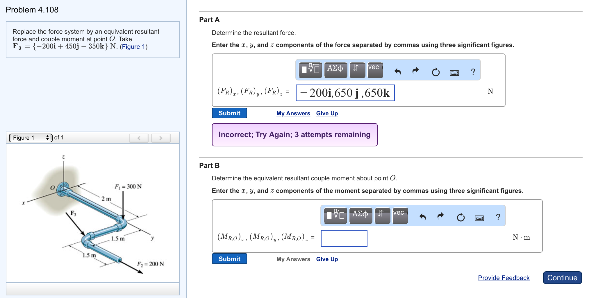 Solved Replace the force system by an equivalent resultant | Chegg.com