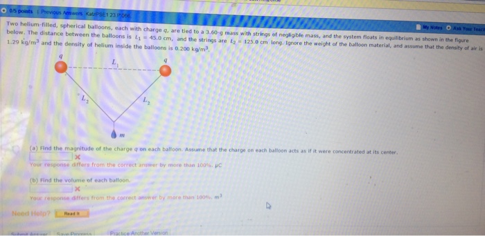 Solved Two Helium Filled, Spherical Balloons. Each With | Chegg.com