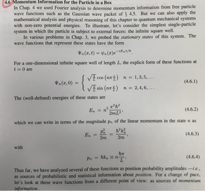 Solved 4.6 Momentum Information for the Particle in a Box In | Chegg.com