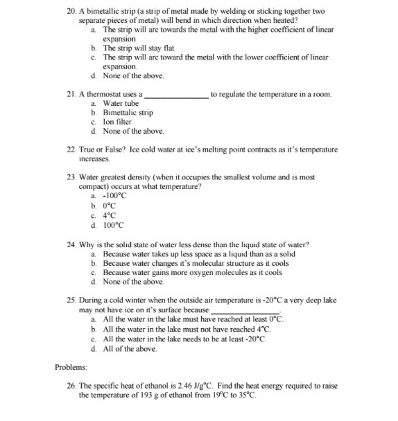 Solved A bimetallic strip (a strip of metal made by welding