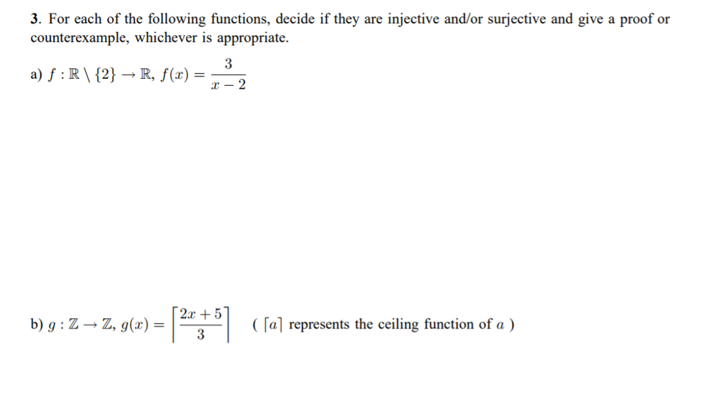 Solved 3. For each of the following functions, decide if | Chegg.com