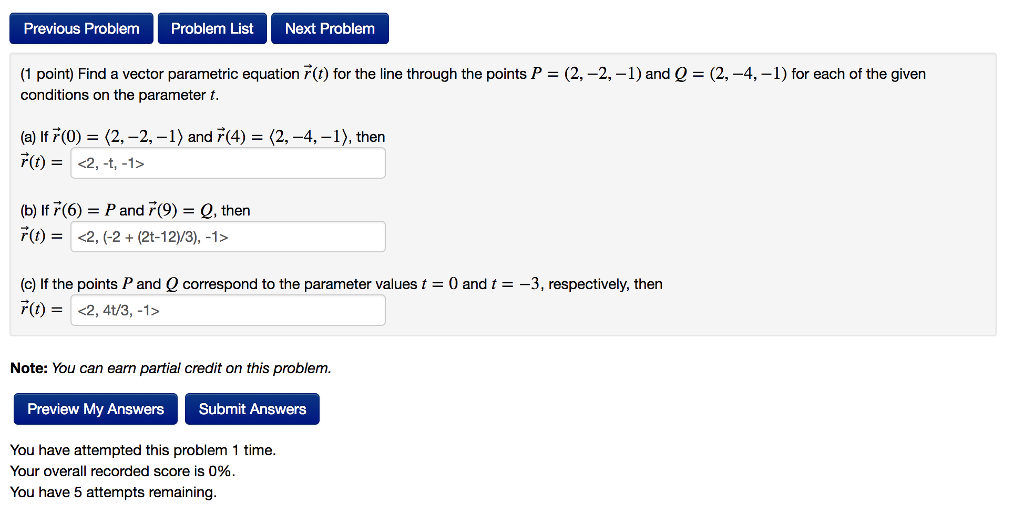 Solved Find a vector parametric equation (t)r→(t) for the | Chegg.com