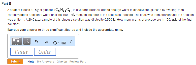 Solved A Student Placed 125g Of Glucose C6h12o6 In A