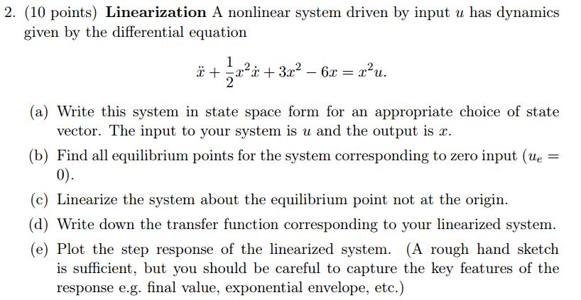 Linearization Of Non-linear System (please Explain | Chegg.com