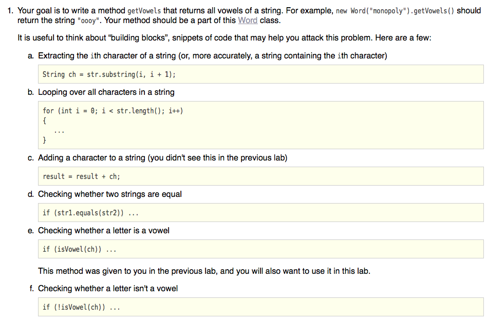Computer science question. getvowel method. | Chegg.com
