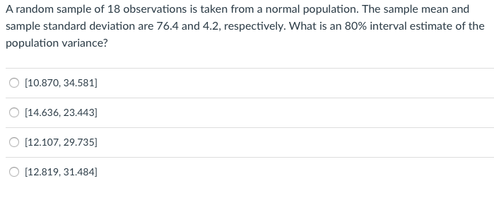 Solved A random sample of 18 observations is taken from a | Chegg.com