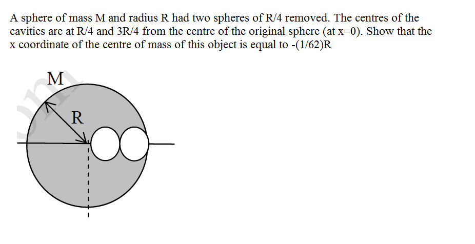 Solved A sphere of mass M and radius R had two spheres of | Chegg.com