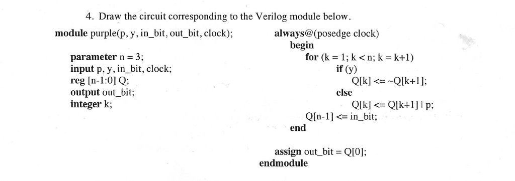 Solved Draw the circuit corresponding to the Verilog module | Chegg.com