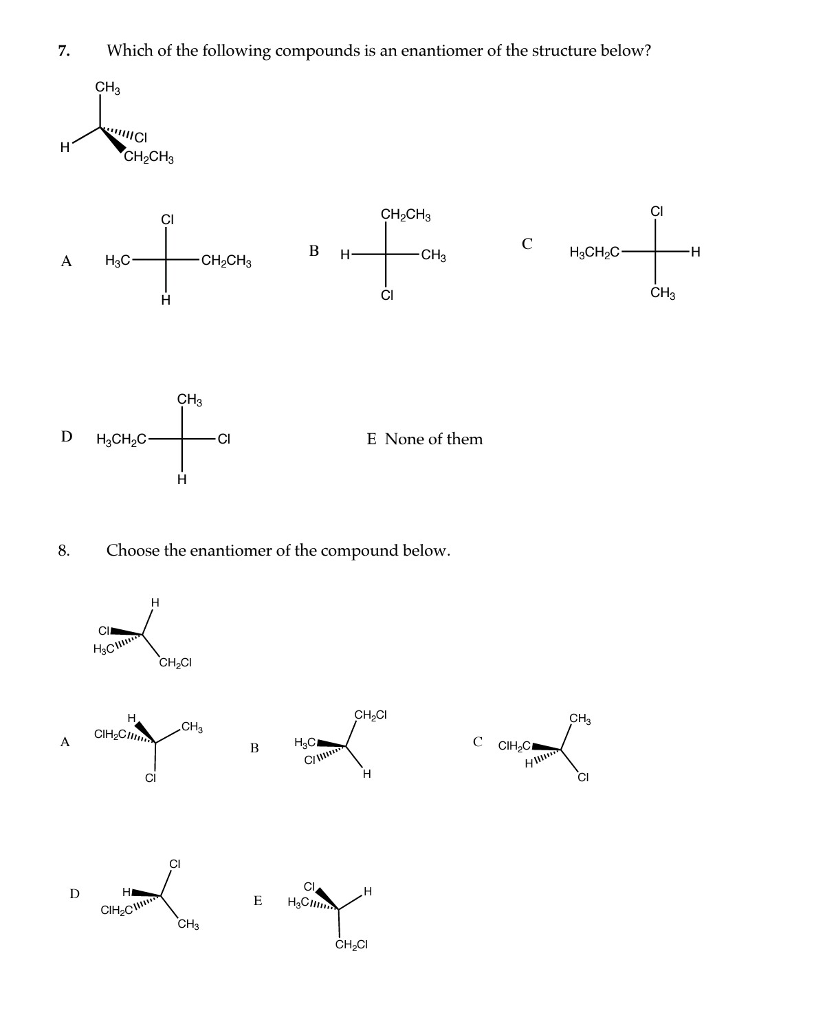 Solved Which of the following compounds is an enantiomer of | Chegg.com