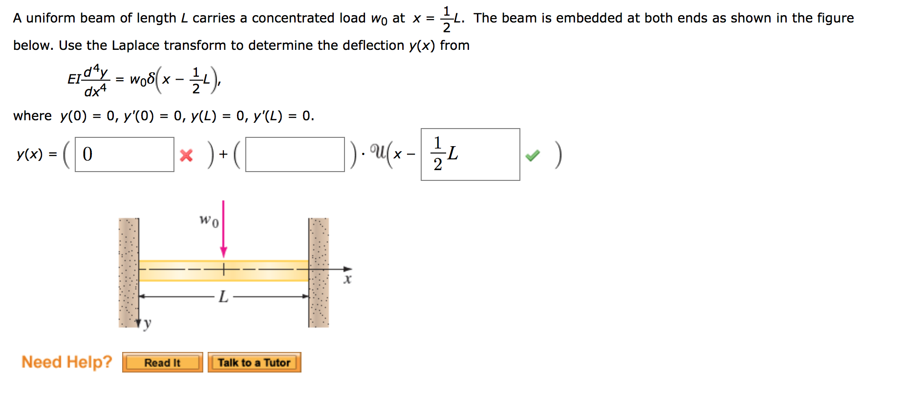 Solved A uniform beam of length L carries a concentrated