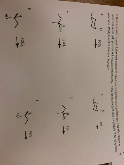 Solved Reactions with thionyl chloride yield products of | Chegg.com