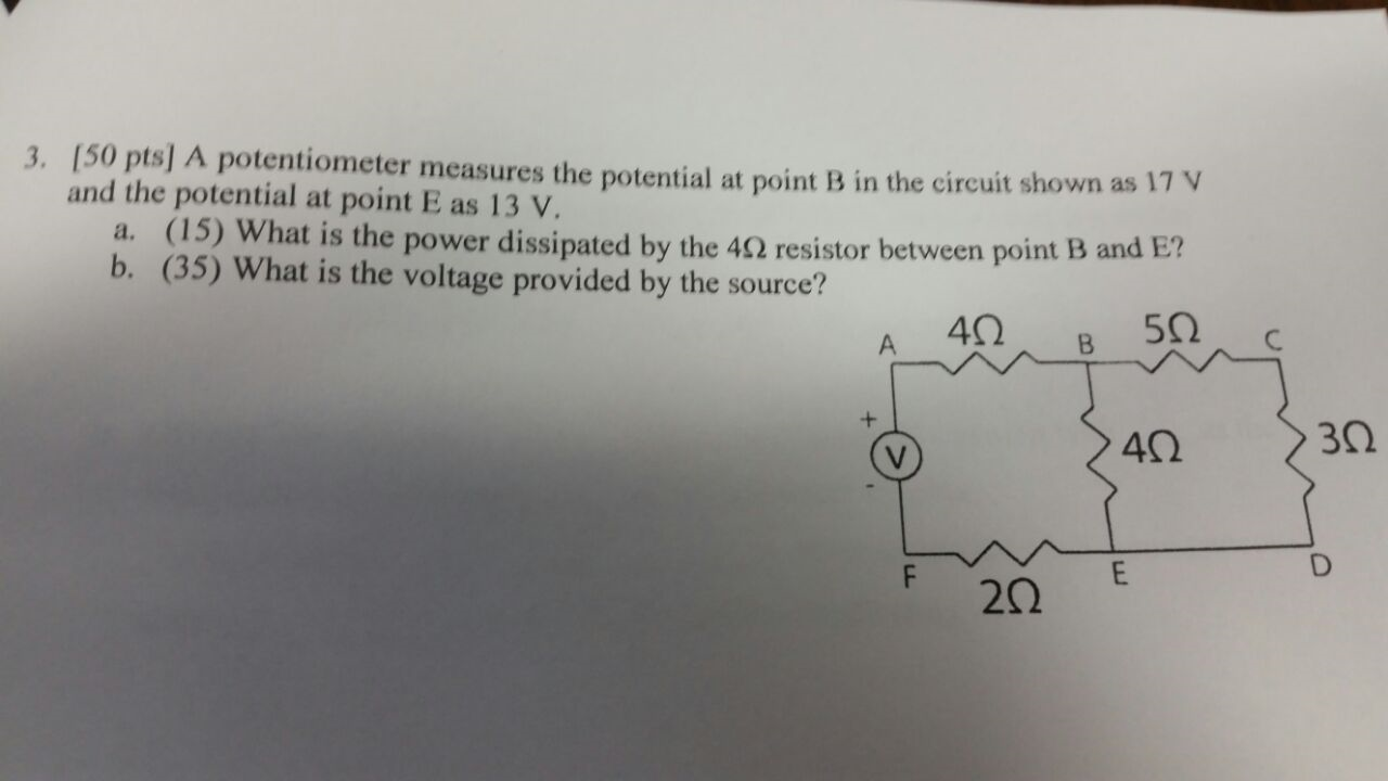 Solved A Potentiometer measures the potential at point B in