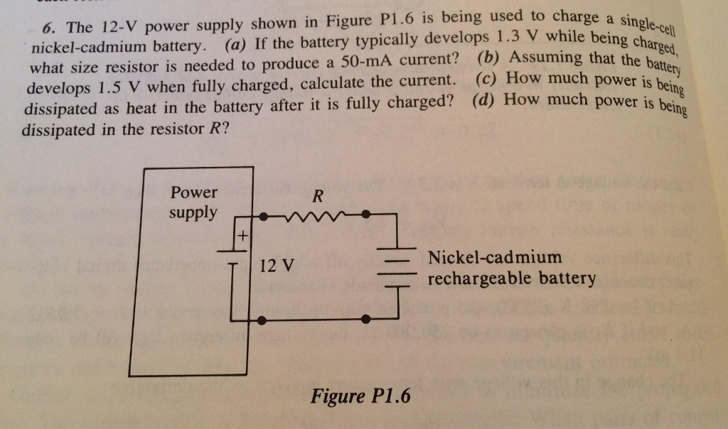 Solved The 12-V power supply shown Figure P1.6 is being used | Chegg.com
